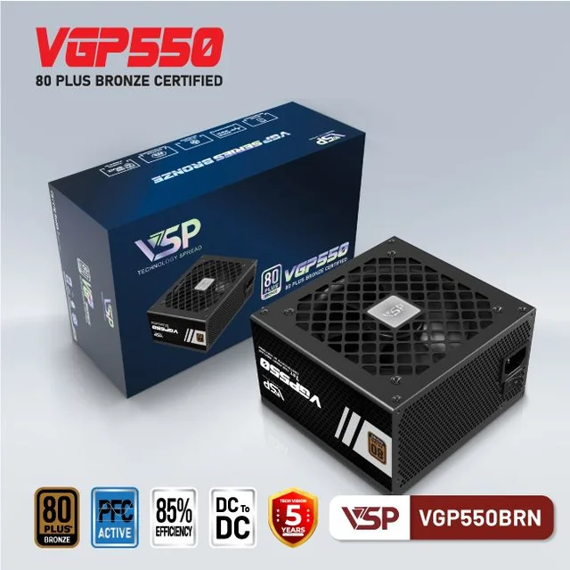 Bộ Nguồn Máy Tính VSP VGP550BRN (550W / 80 Plus Bronze / Full Range / DC to DC)