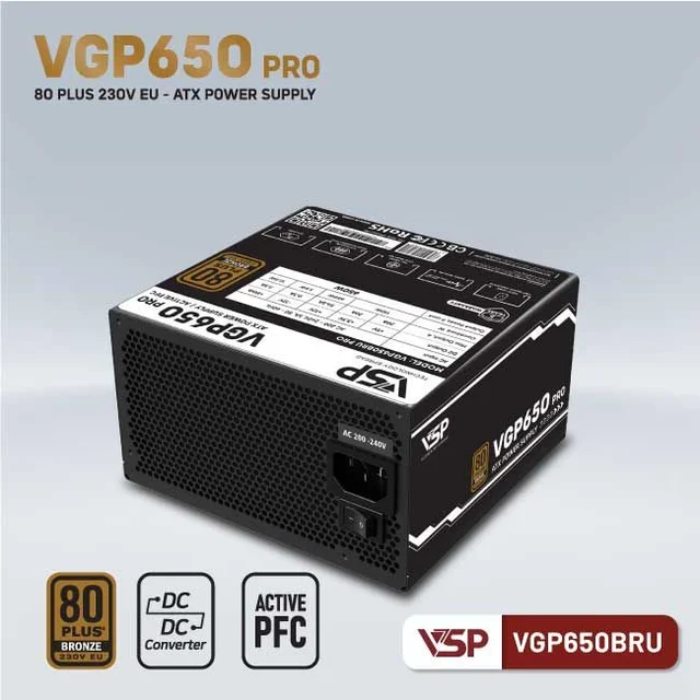 Bộ Nguồn Máy Tính VSP VGP650BRU PRO (650W / 80 Plus Bronze 230V EU / DC to DC / Tụ Nhật) - Ảnh 3