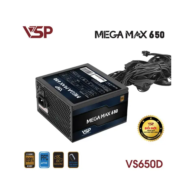 Bộ Nguồn Máy Tính VSP MEGAMAX VS650D (650W / Cybenetics Silver / Active PFC / DC to DC) - Ảnh 2