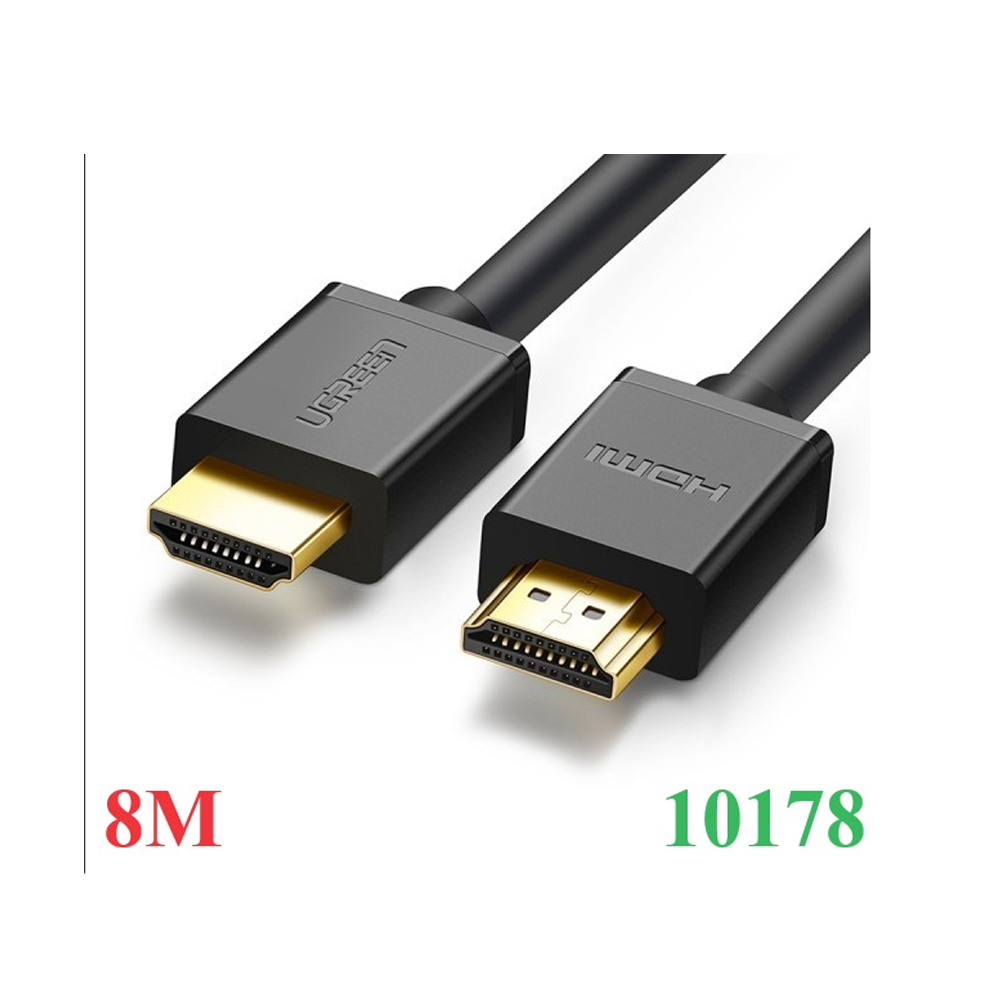 Cáp dữ liệu VIDEO HDMI 1.4 đồng 100%, 19+1 màu đen truyền âm thanh hình ảnh dài 8M Ugreen ( 10178)