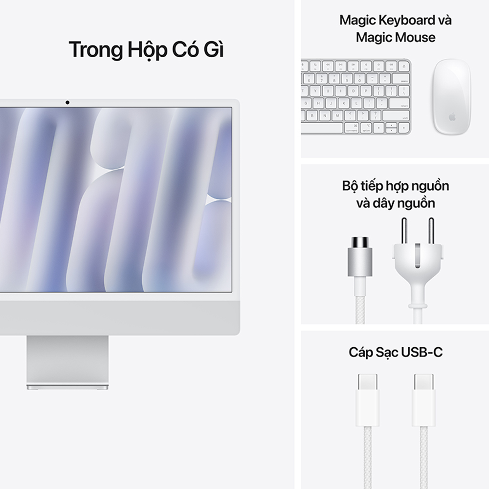 Máy tính AIO Apple IMAC M4 (10 Core CPU/ 10 core GPU/ 16GB/ 512GB SSD/ 24inch/ Silver) - Ảnh 2