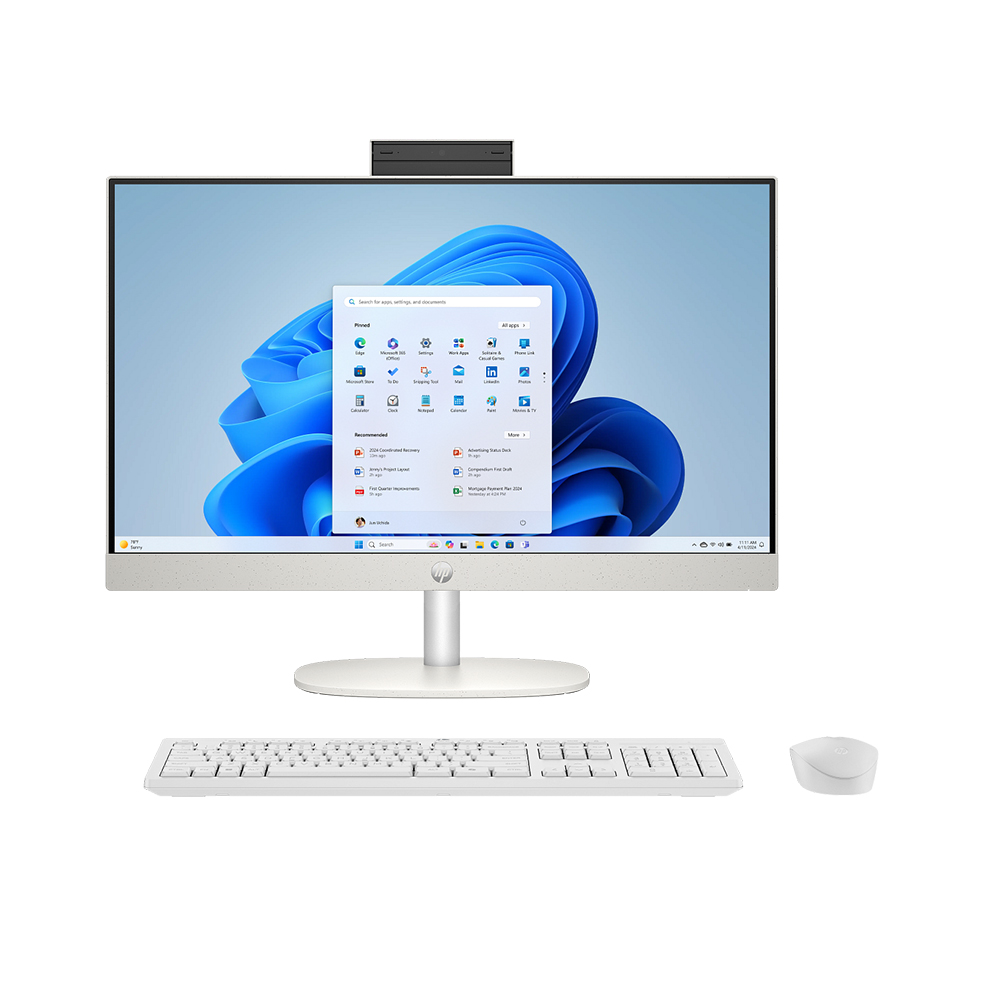 Máy tính để bàn HP All-in-One Desktop AI 24-cr2013d C20CWPA (Intel Core Ultra 5 225U | 16GB | 512GB | Intel UHD | 23.8 inch FHD IPS | Win 11 | Trắng)