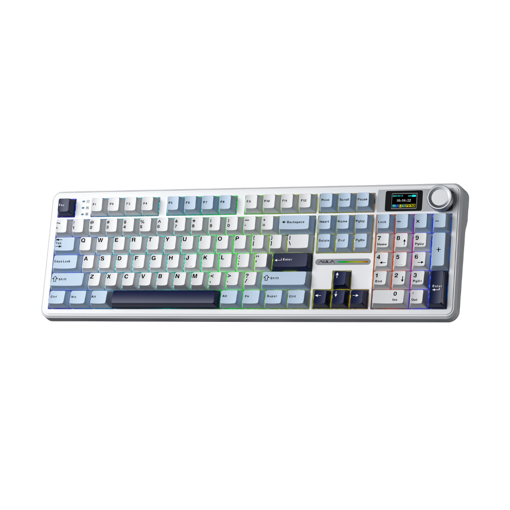 Bàn phím cơ AULA F108 Pro Glacier Blue Reaper switch - Ảnh 3