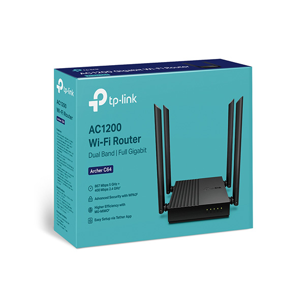 Bộ phát wifi TP-Link Archer C64 (Chuẩn AC/ 1200Mbps/ 4 Ăng-ten ngoài/ Wifi Mesh/ 25 User) - Ảnh 2