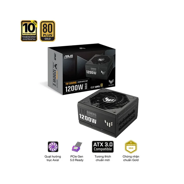 Nguồn máy tính Asus TUF Gaming 1200G - 1200W PCIE5.0 (80 Plus Gold/ Full-Modular/ ATX/ Đen)