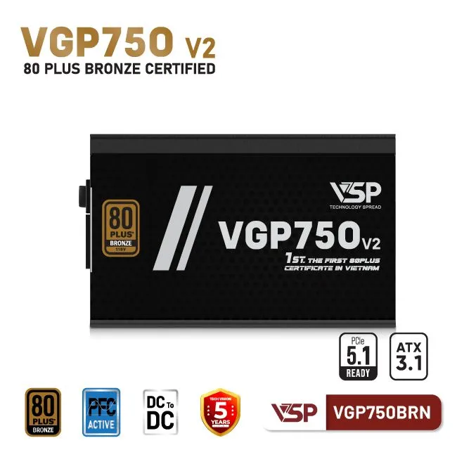 Bộ Nguồn Máy Tính VSP VGP750BRN V2 (750W / 80 Plus Bronze / ATX 3.1 / PCIe 5.1) - Ảnh 3