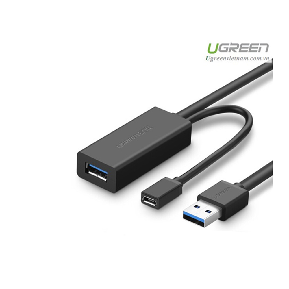 Cáp USB 3.0 nối dài 10m hỗ trợ nguồn Micro USB chính hãng Ugreen 20827