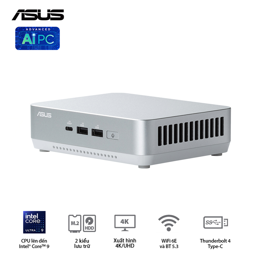 Bộ Mini PC Asus NUC 14 PRO Tall RNUC14RVSU5 (U5- 125H | 2xNVMe | 2x HDMI 2.1 | 2x DP 1.4a | VESA MOUNT | WHITE) - Ảnh 3