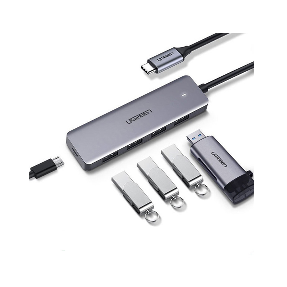 Bộ chia HUB USB 3.0 4 cổng màu xám dài 20cm Ugreen (70336)