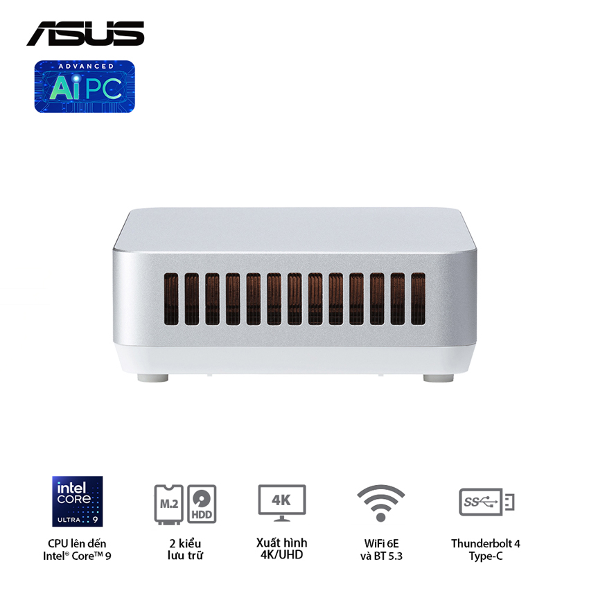 Bộ Mini PC Asus NUC 14 PRO Tall RNUC14RVSU5 (U5- 125H | 2xNVMe | 2x HDMI 2.1 | 2x DP 1.4a | VESA MOUNT | WHITE) - Ảnh 4