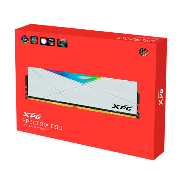 RAM PC XPG Spectrix D50 16GB RGB DDR4 White | (1x16GB), 3200MHz, Intel/AMD AX4U320016G16A-SW50