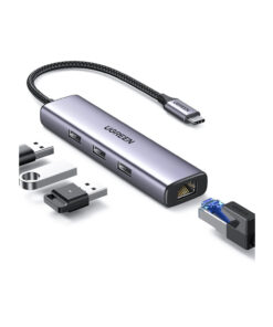 Bộ chia Hub USB-C ra 3 cổng USB 3.0 và cổng mạng dài 25cm Ugreen (60600)