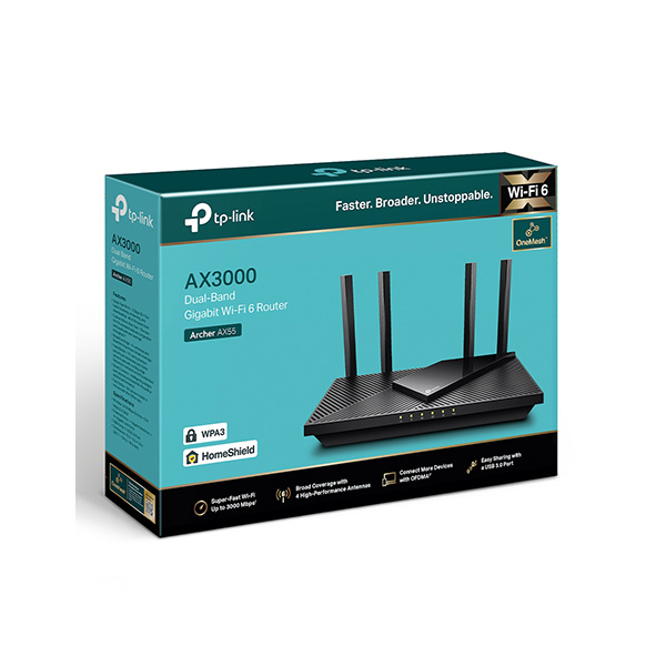 Bộ phát wifi 6 TP-Link Archer AX55 (Chuẩn AX/ AX3000Mbps/ 4 Ăng-ten ngoài/ Wifi Mesh/ 35 User) - Ảnh 3
