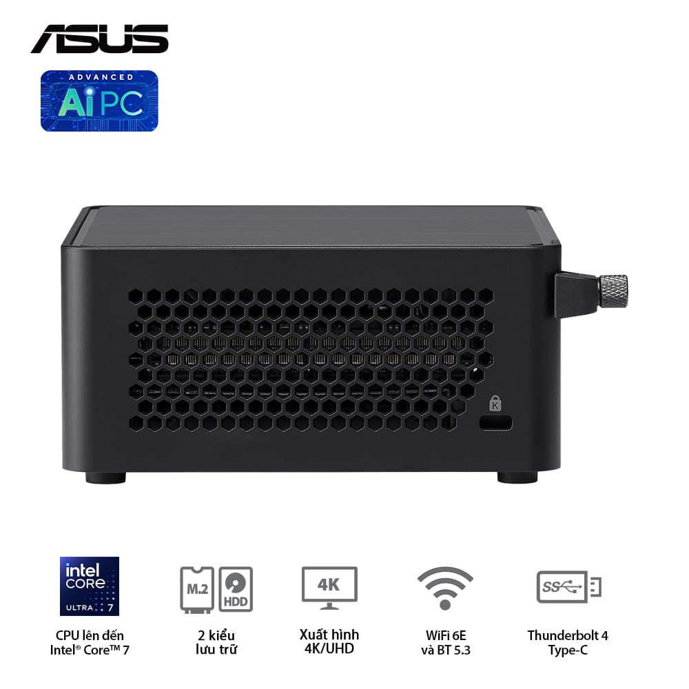 Mini PC Asus NUC 14 Pro Tall NUC14RVHI3 (Core 3 100U/ NoOS/ 3Y/ Kèm cáp nguồn) - Ảnh 5