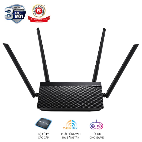 Bộ phát wifi Asus RT-AC750L (Chuẩn AC/ AC750Mbps/ 4 Ăng-ten ngoài/ 25 User)