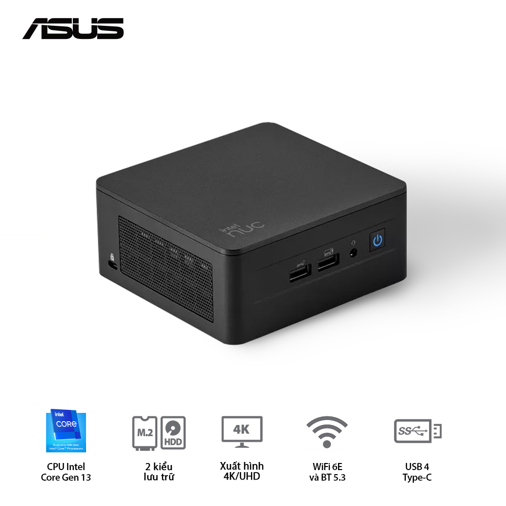 Bộ Mini PC ASUS Intel NUC13 PRO Tall RNUC13ANHI5 (i5-1340P/ 2xDDR4-3200 / 3xNVMe, SATA/ 2x HDMI 2.1/2x DP 1.4a/ VESA MOUNT) - Ảnh 2