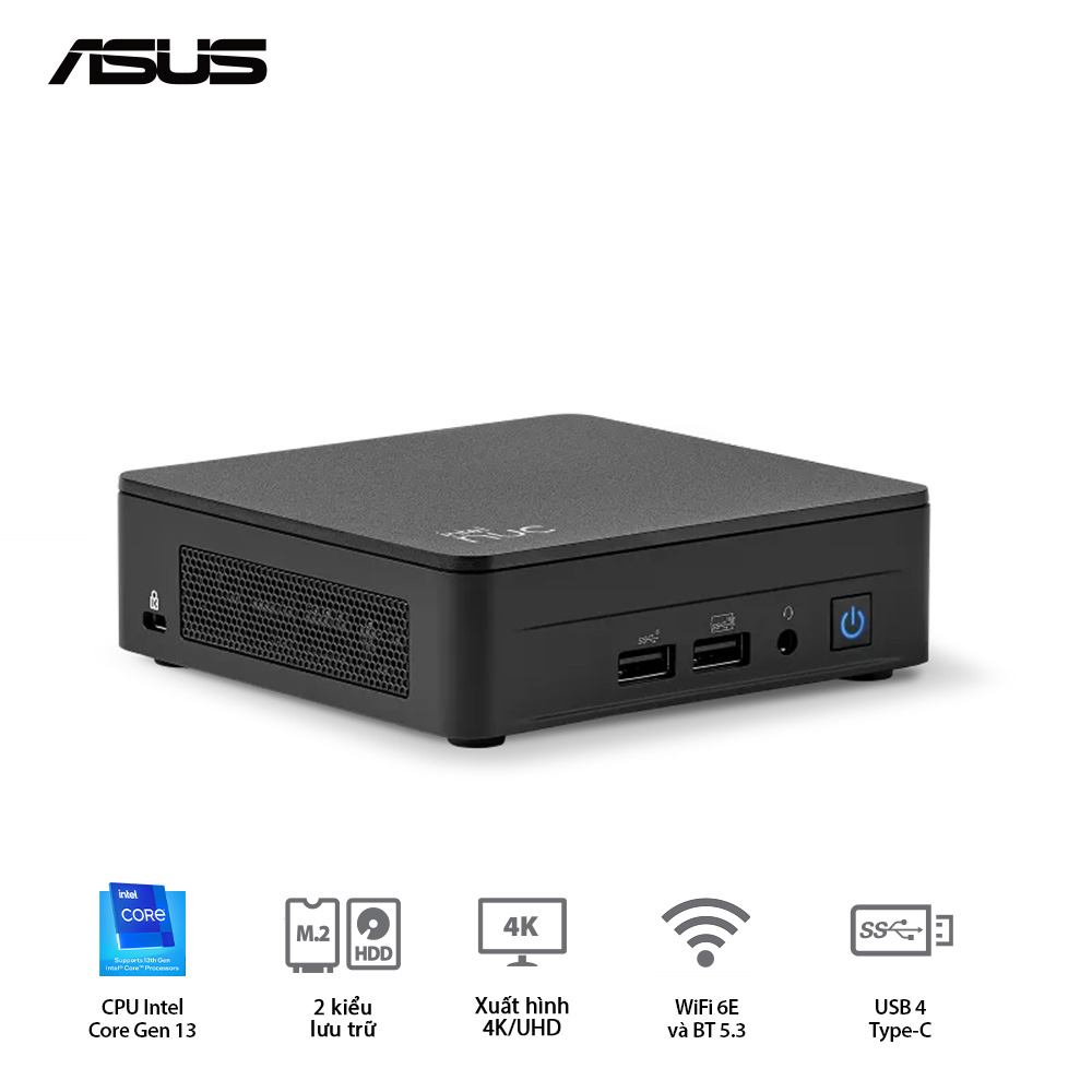 Bộ Mini PC ASUS Intel NUC13 PRO Tall RNUC13ANHI5 (i5-1340P/ 2xDDR4-3200 / 3xNVMe, SATA/ 2x HDMI 2.1/2x DP 1.4a/ VESA MOUNT) - Ảnh 4