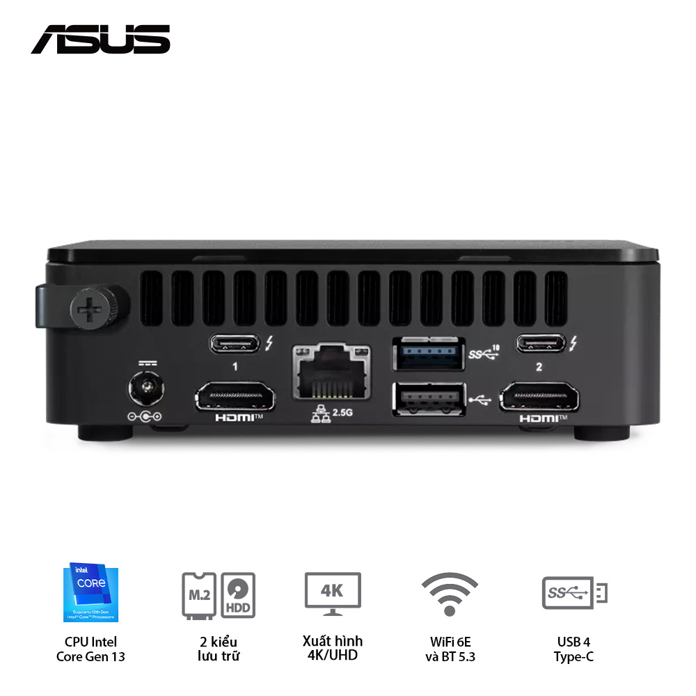 Bộ Mini PC ASUS Intel NUC13 PRO Tall RNUC13ANHI5 (i5-1340P/ 2xDDR4-3200 / 3xNVMe, SATA/ 2x HDMI 2.1/2x DP 1.4a/ VESA MOUNT) - Ảnh 5